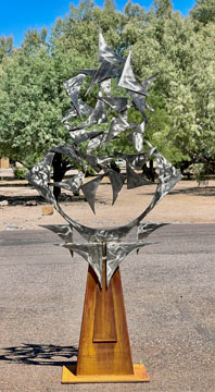 Stainless steel and steel sculpture